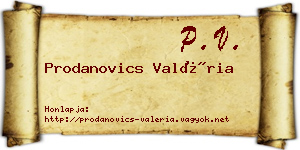 Prodanovics Valéria névjegykártya